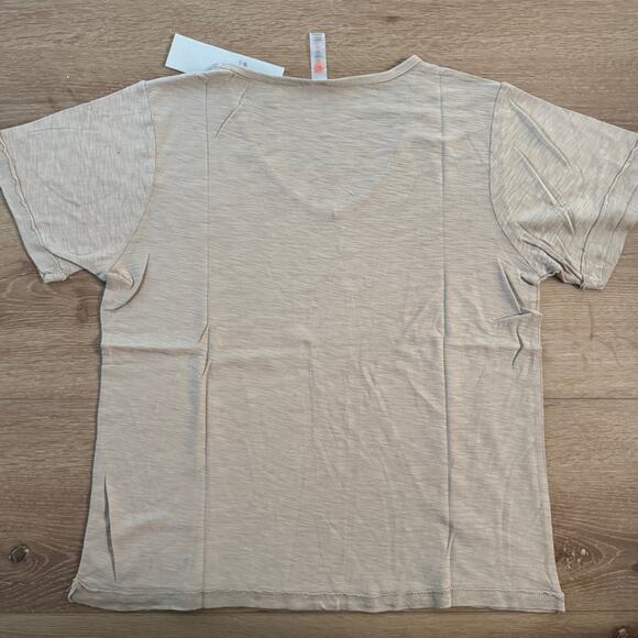 Mono B V Neck Short Sleeve Tee Shirt Taupe Small Medium Large - Picture 2 of 4